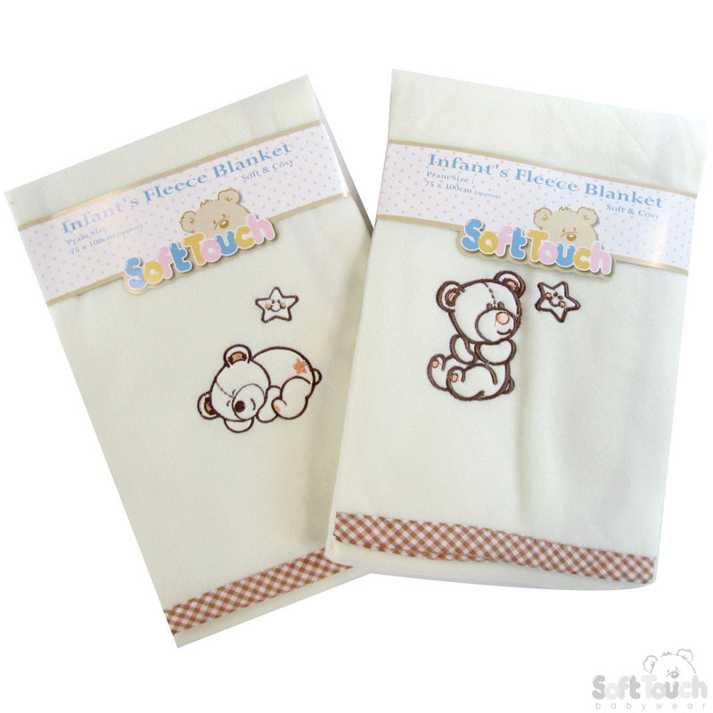 TEMU Soft Touch 2 Pack Cream Fleece Blankets – Embroidered Blankets