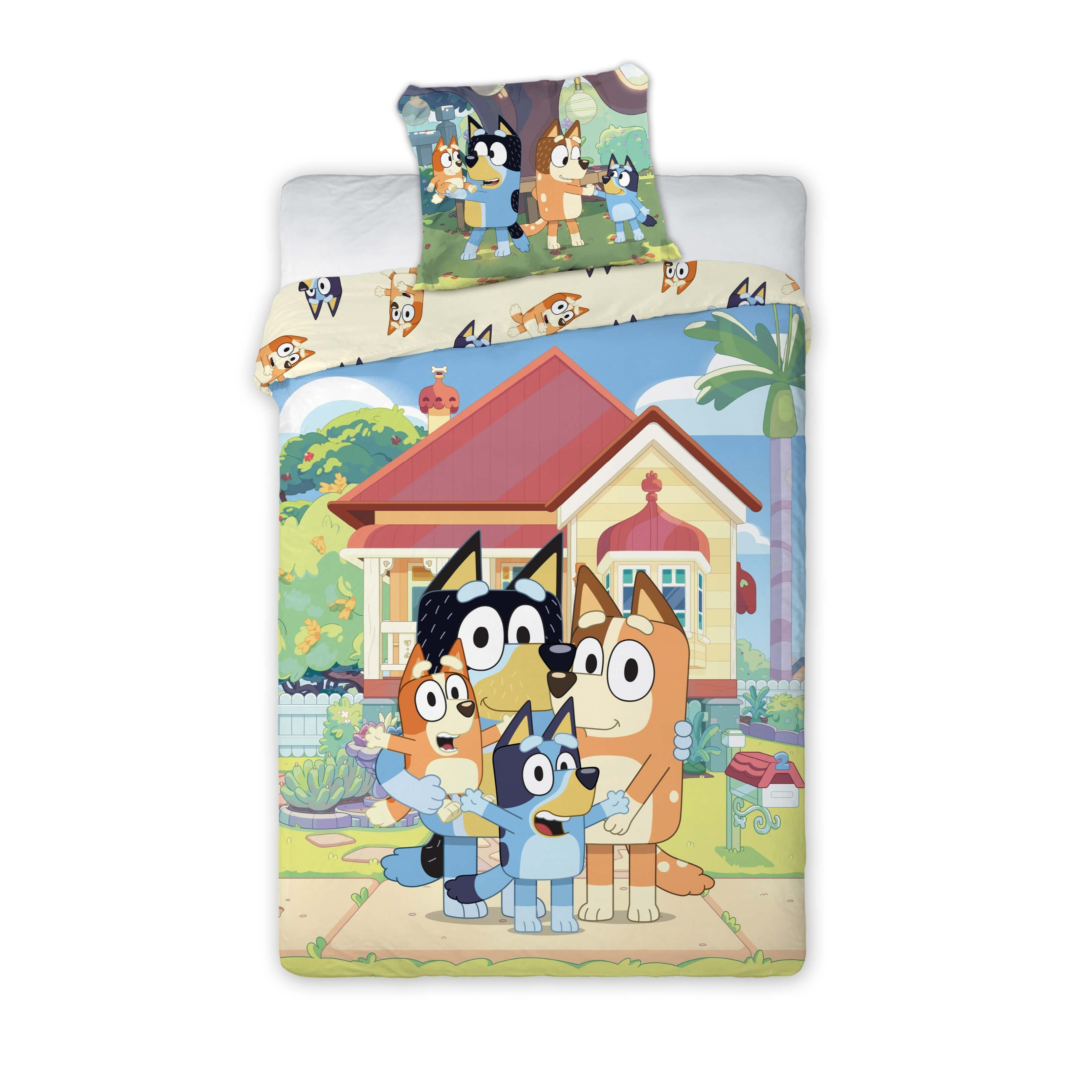 "" Reversible Bedding Set, Kids' Bedding, Duvet Cover 135x200, Pillowcase 80x80, 100% Cotton, Children's Bedding For Single Bed, Boys Girls, Bingo Chilli