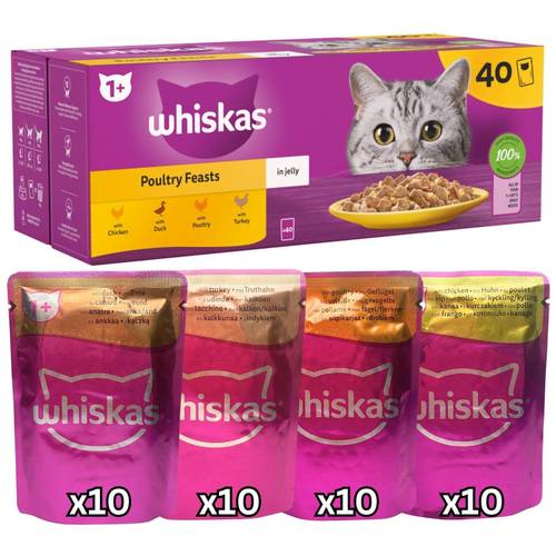 poultry feasts 1 cat food 85g x 40 10x chicken 10x duck 10x poultry 10x turkey