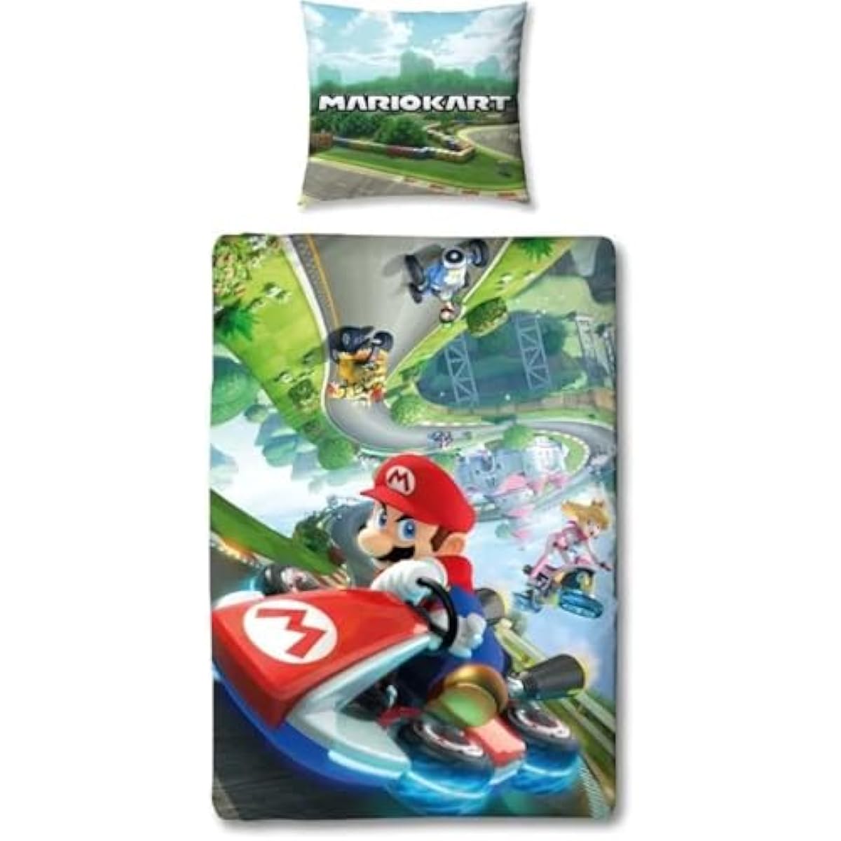 Kart Kids' Gaming Bedding Set, Single Bed, Reversible Duvet Cover 140x200 Cm With Pillowcase 63x63 Cm, Gamer Theme