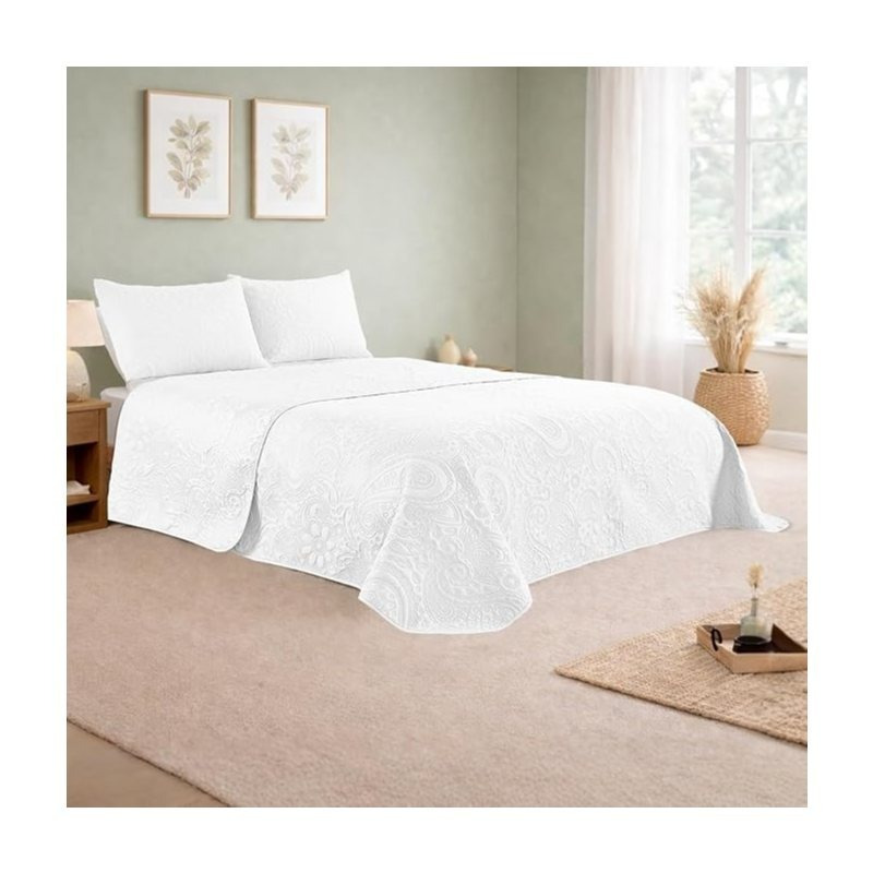 TEMU Colcha para Cama 105cm/135cm/150cm/180cm, Cubre Cama 2 Fundas de Cojín, Diseño de plantas para , Verano y