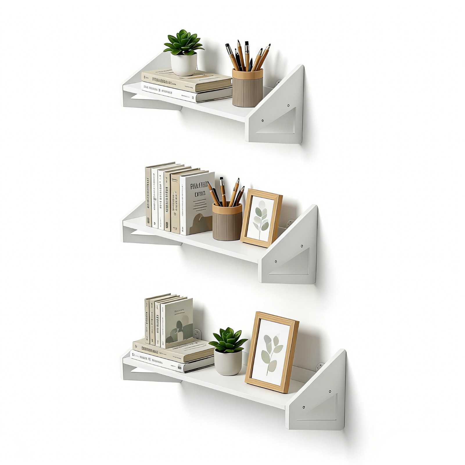 3x Floating Shelf Wall Shelf 25/30/40 Cm Floating Shelf Set Decorative Shelves Decorative Shelf Set For Living Room Bedroom Kitchen Bathroom Office