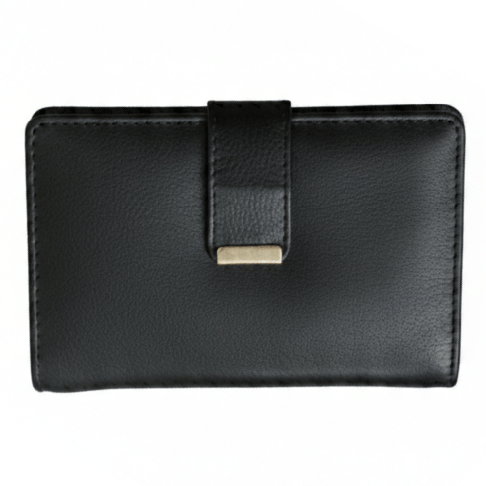 Genuine Leather Wallet For Rfid - Compact & Organized With Zipper & Press Button Black Leather Credit Card Slots Pockets Real Leather Wallet