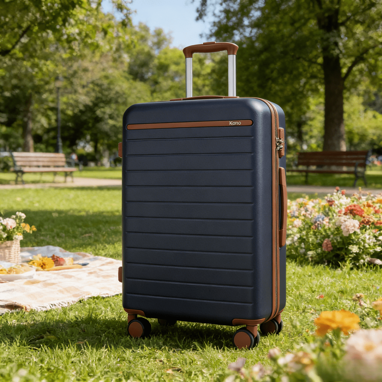 Image of Kono Abs+pc Hardside Luggage – Lightweight, Impact-resistant, In Black, Cream White, Grey, And Blue