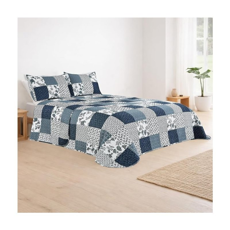 TEMU Colcha Estampada Cama 135/ 150/180cm, Cubre Cama Reversible con 2 Fundas de Cojín, y Verano