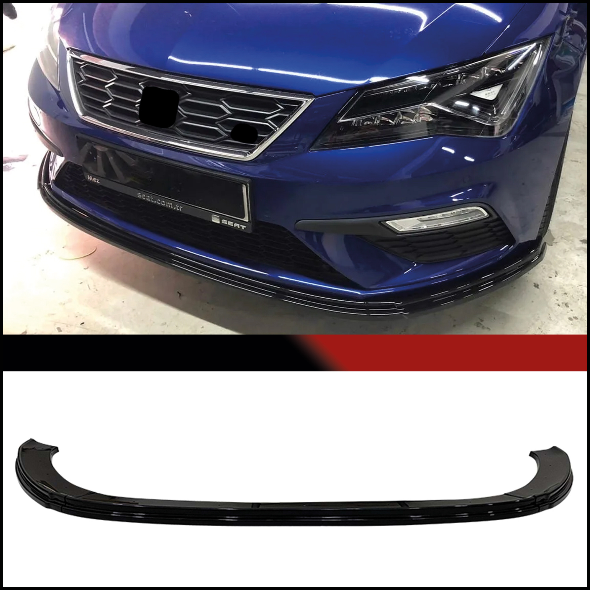 TEMU Front Bumper Lip Splitter 3pcs For Seat Leon Mk3 Fl 2017-2020 All Car Body Kit Body Part Car Tuning Sport Style Body Trim Protector