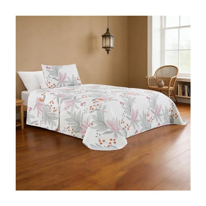 TEMU Colcha Estampada Cama 90/ 105cm, Cubre Cama Reversible con 1 Fundas de Cojín, y Verano