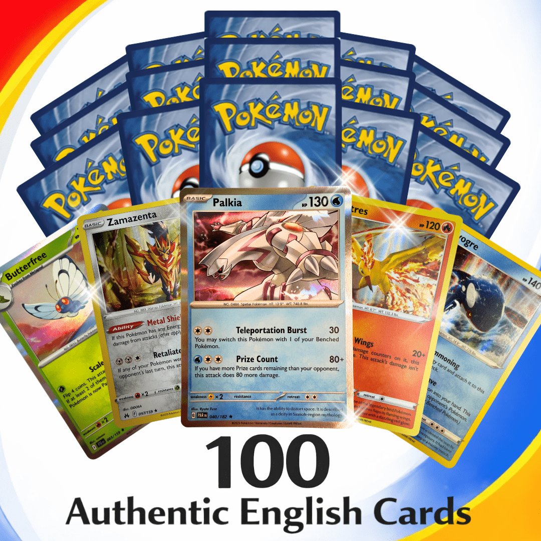 100 English - Pack Of 100 Official Cards Including Rare And Shiny: retailer-supplied image