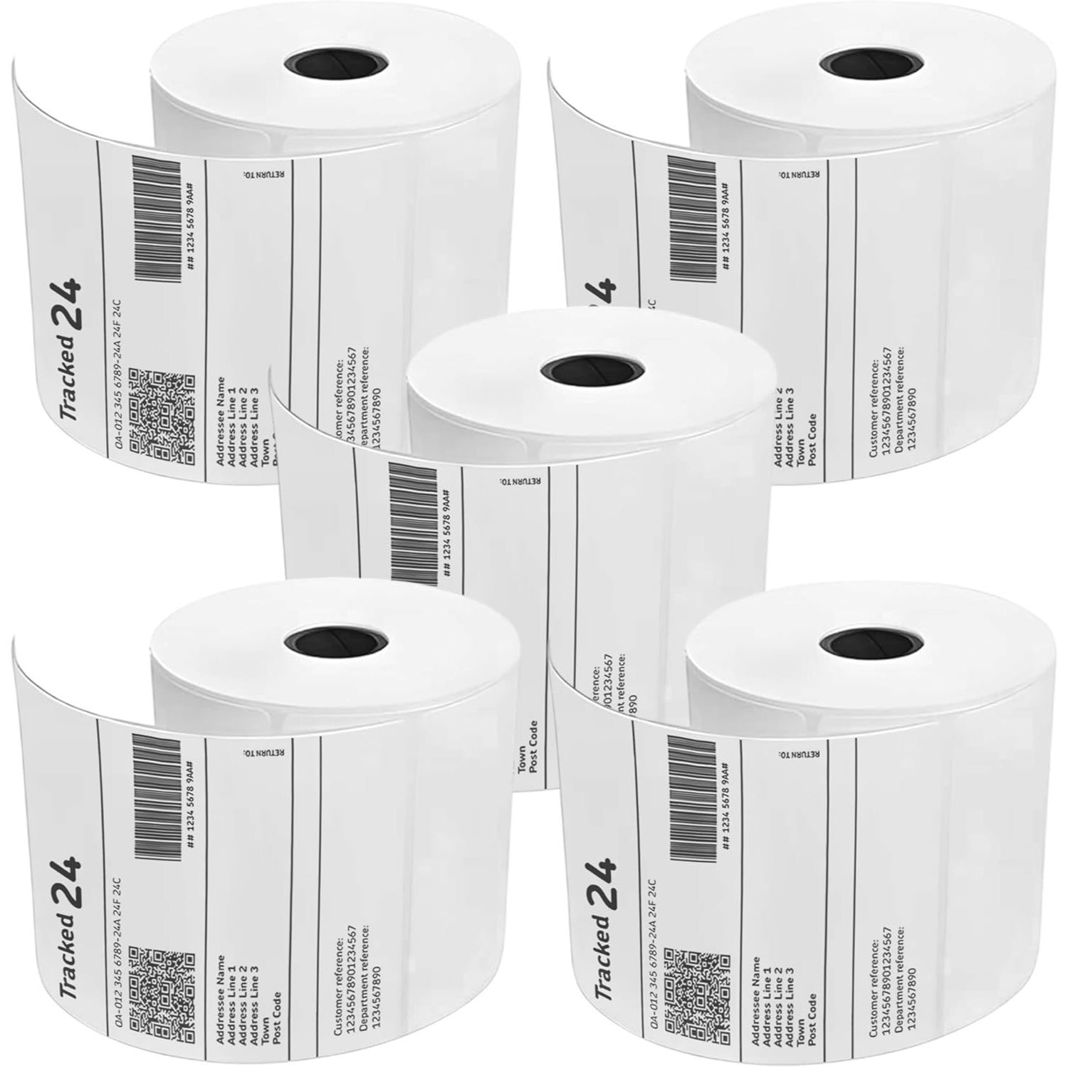 TEMU 5 Rouleaux de Papier Étiquette Thermique – 4 × 6 Pouces Étiquettes Auto-Adhésives Blanches Tubeless, Autocollants Non-Sèchés pour Imprimantes