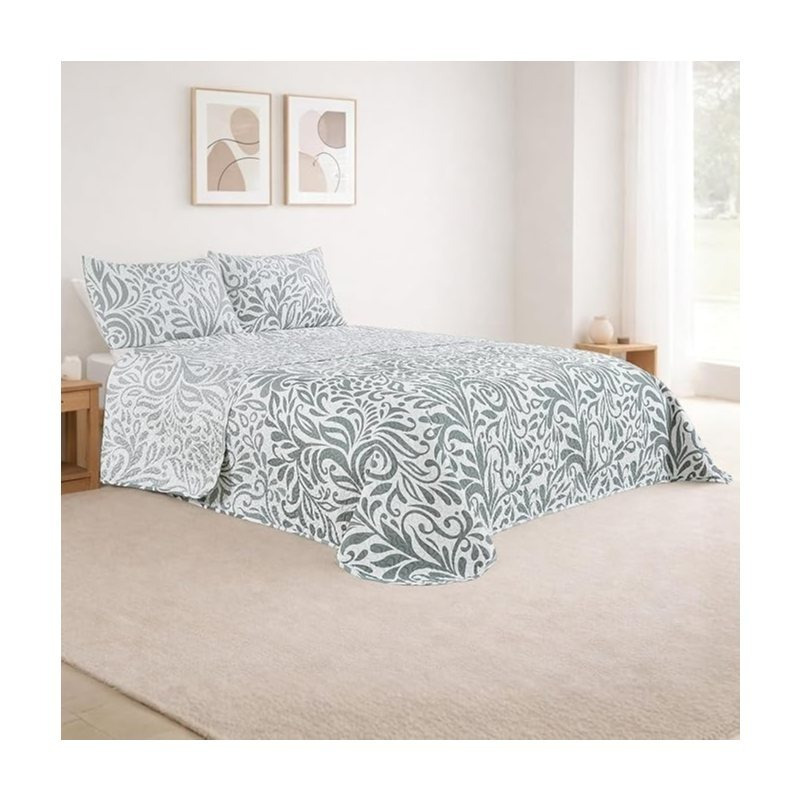 TEMU Colcha Estampada Cama 135/ 150/180cm, Cubre Cama Reversible con 2 Fundas de Cojín, y Verano,Vintage Floral