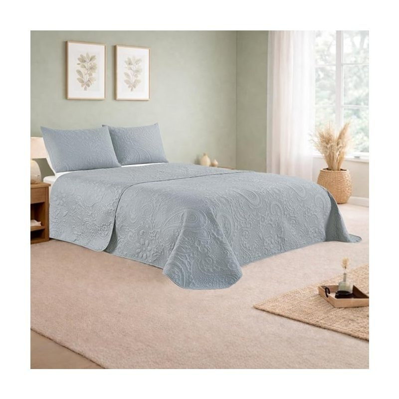 TEMU Colcha para Cama 105cm/135cm/150cm/180cm, Cubre Cama 2 Fundas de Cojín, Diseño de plantas para , Verano y