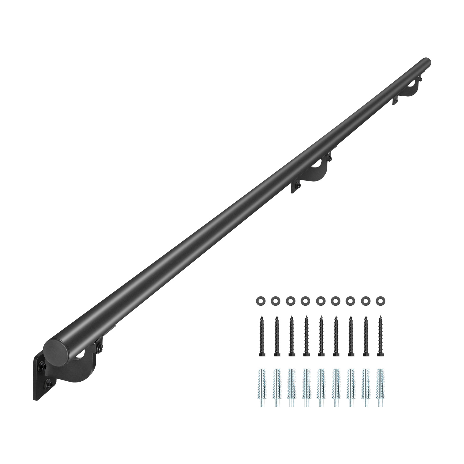 Image of Vevor Wall Mounted Stair Handrail, 6ft Pipe Staircase Handrail, Black Galvanized Aluminum, 1.26 Inch Pipe Diameter, Indoor&outdoor Staircase Railing, Industrial Hand Rail For Steps, Security Baluster