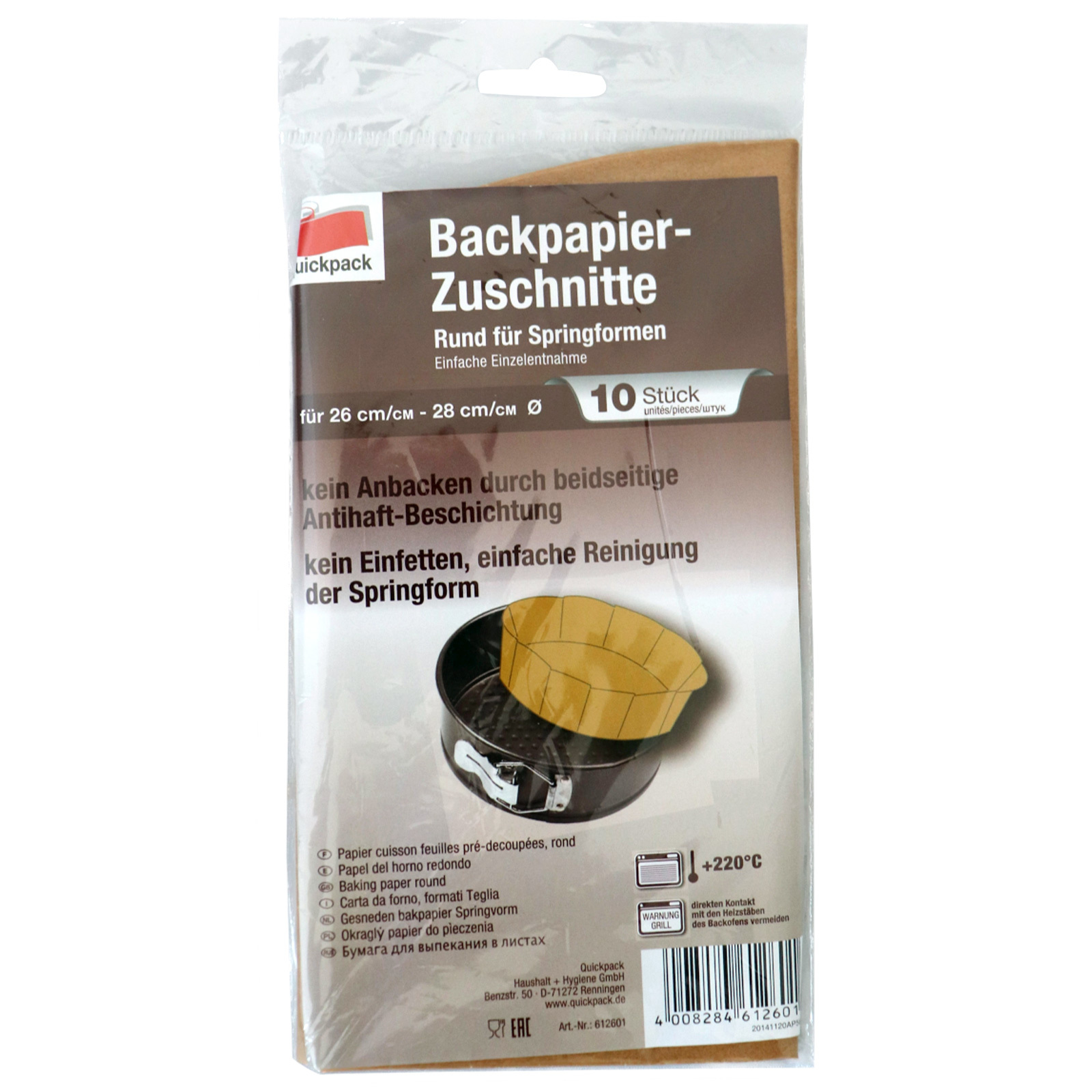 E-shop 612601C - Backpapier--Form 10er-Pack, rund für Springformen Ø 26-28cm