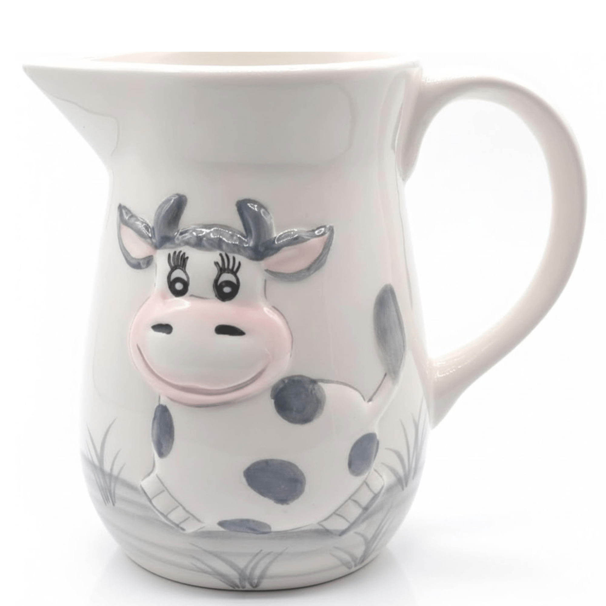 TEMU Jarra de Cerámica 725 ml con Diseño de Vaca, Pico Antigoteo, para Lavavajillas, y Resistente, de Leche con Relieve