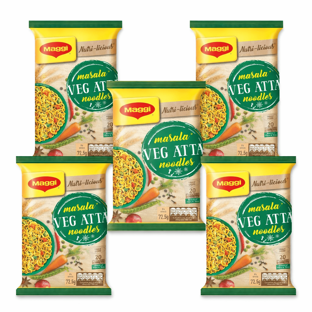 Image of 5-pack Maggi Masala Veg Atta Noodles, 72.5g / 5 Packs Of Maggi Masala Veg Atta Noodles, 72.5g