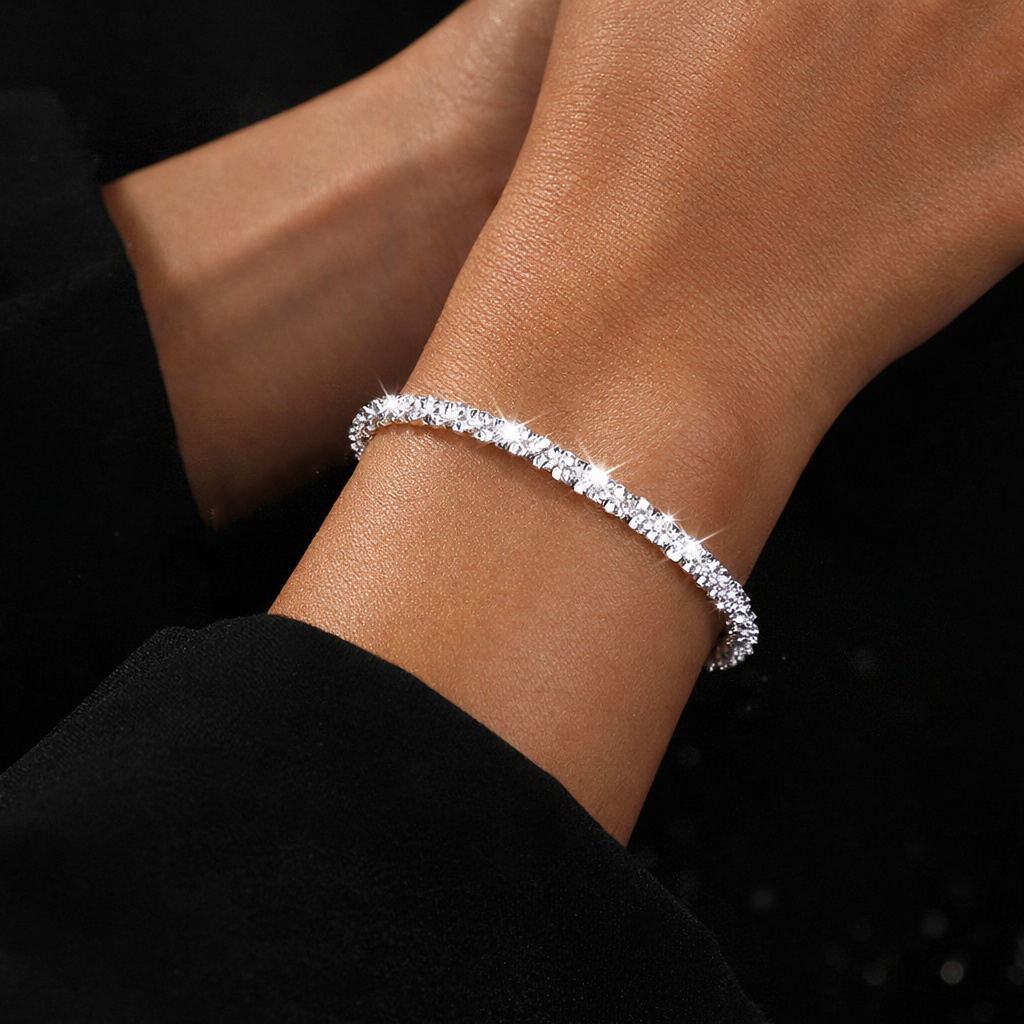 925 Sterling Silver-plated Bracelet, Sparkling Glitter Bracelet, Women's Versatile Star Chain, Girlfriend Gift