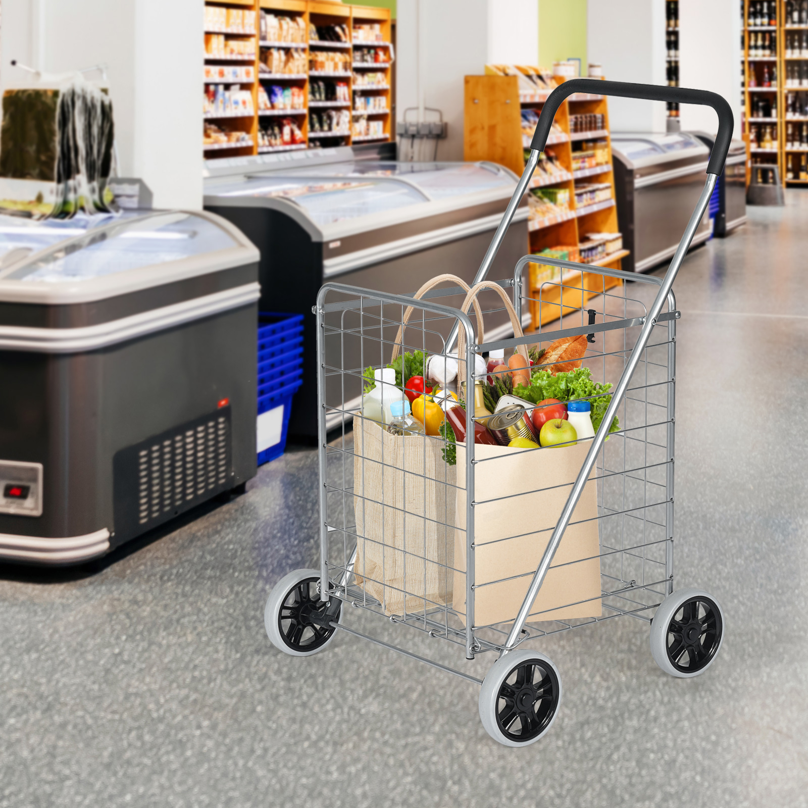 Multi Functional Shopping Cart, , Spacious Storage, Easy Maneuverability, Comfortable Handle, Foldable Design