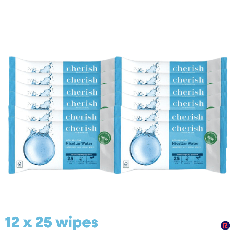 TEMU Cherish Micellar Water Face Wipes 12 X 25 Wipes