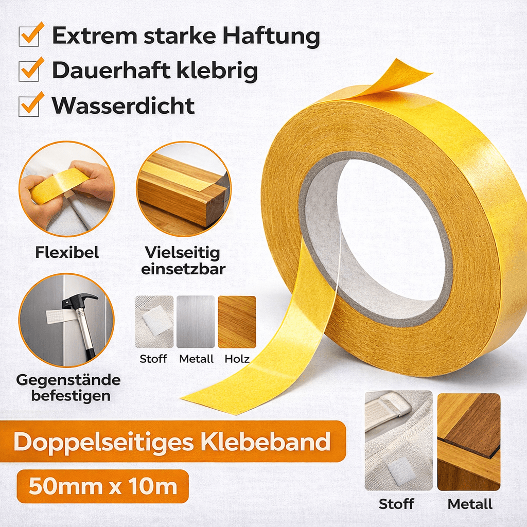 Image of 1 Piece Super-adhesive Double-sided Tape With High , Residue-free / 50mm X 10m Double-sided Tape, 3-inch Core Ideal For Carpets, Runners, Wallpaper, And Balloons