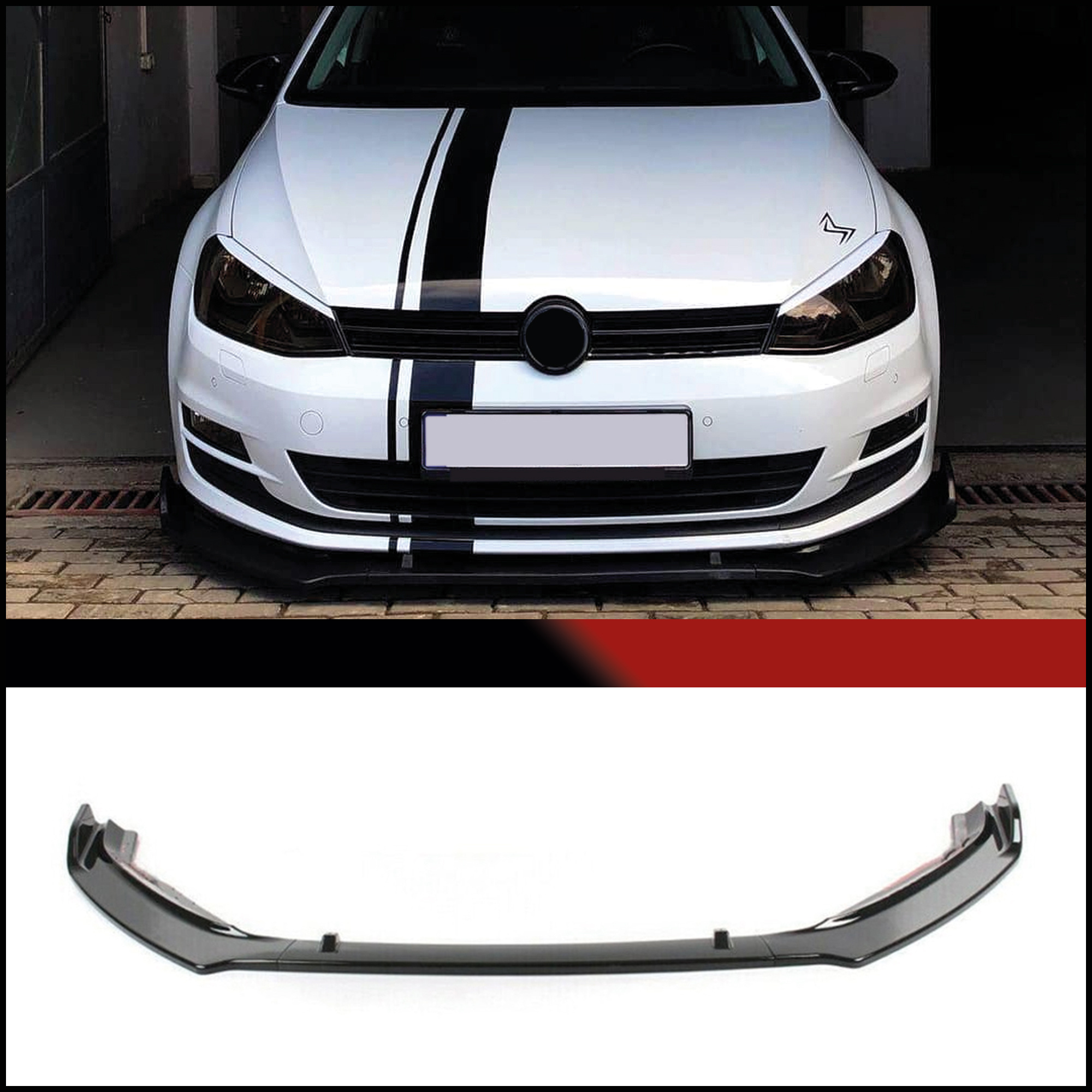 TEMU Lip Splitter Paraurti Anteriore 3 Pezzi Vw Volkswagen Golf 7 2013-2019 Polo Piano Lucido Kit Completo Protezione Stile Sportivo Tuning Auto