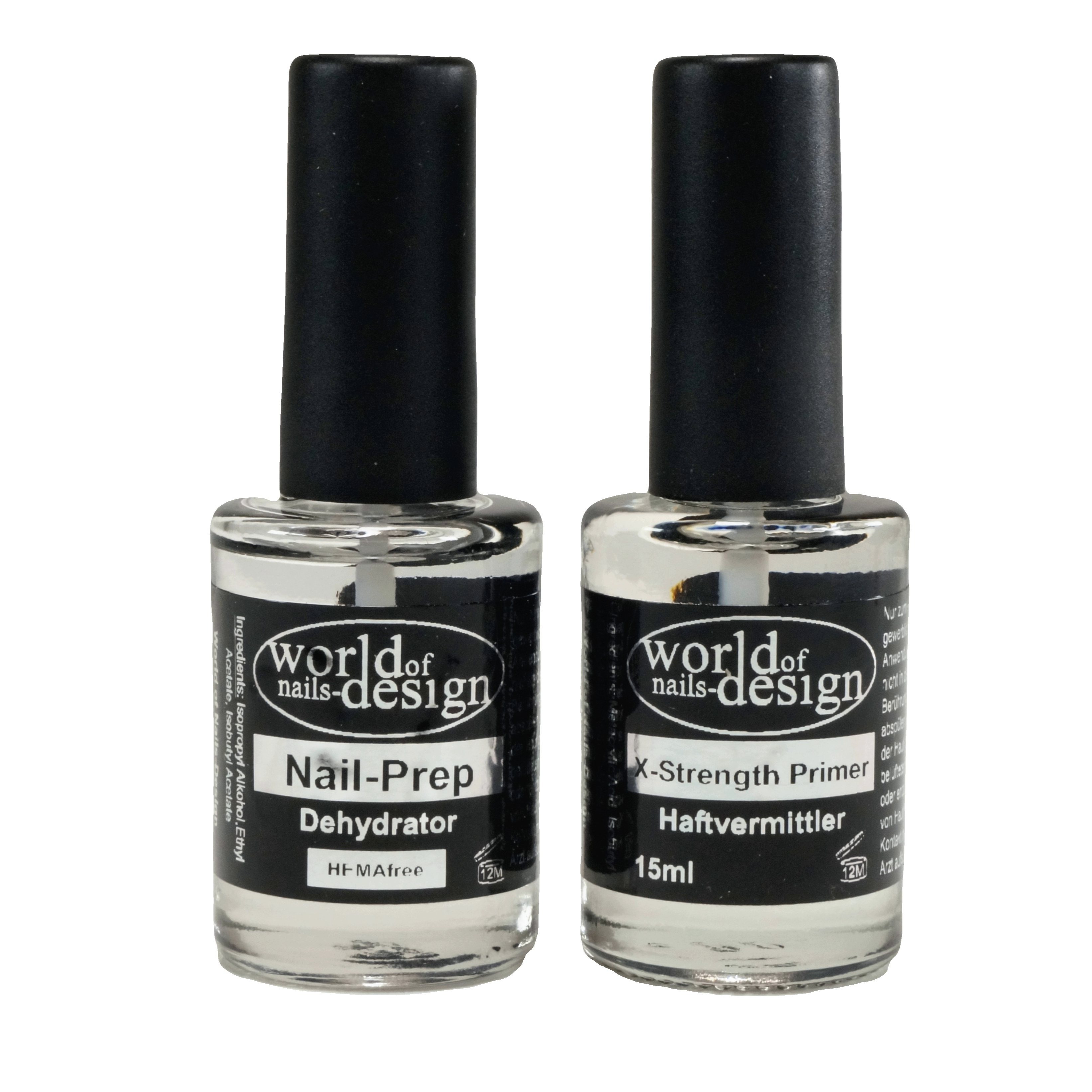 Nail Prep + Primer Set 2×15 Ml – Dehydrator And Acid-free Primer For Uv Gel, Acrylic, Polygel | Made In Eu
