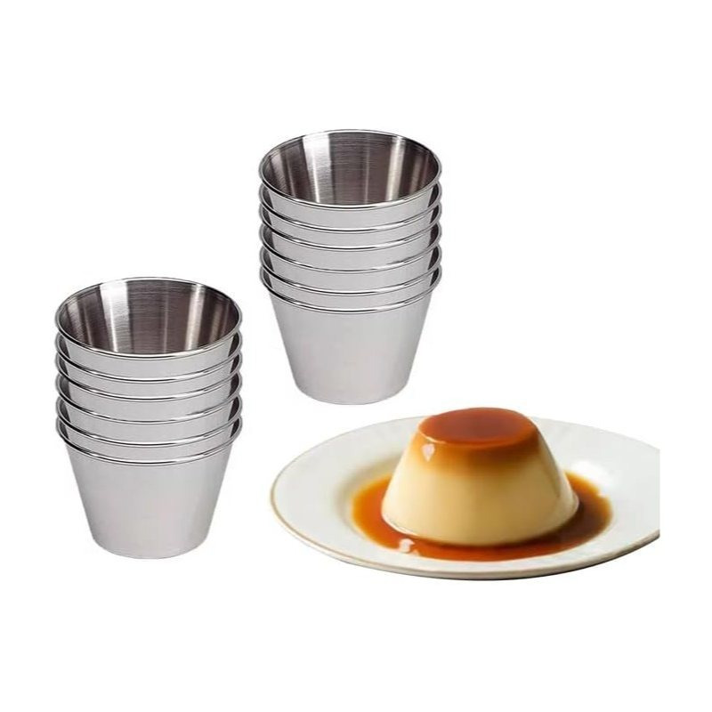 TEMU 12 Flaneras Individuales de Acero Inoxidable,Molde para Flan Individuales,Molde para horno ideal para flanes, magdalenas, panacota,
