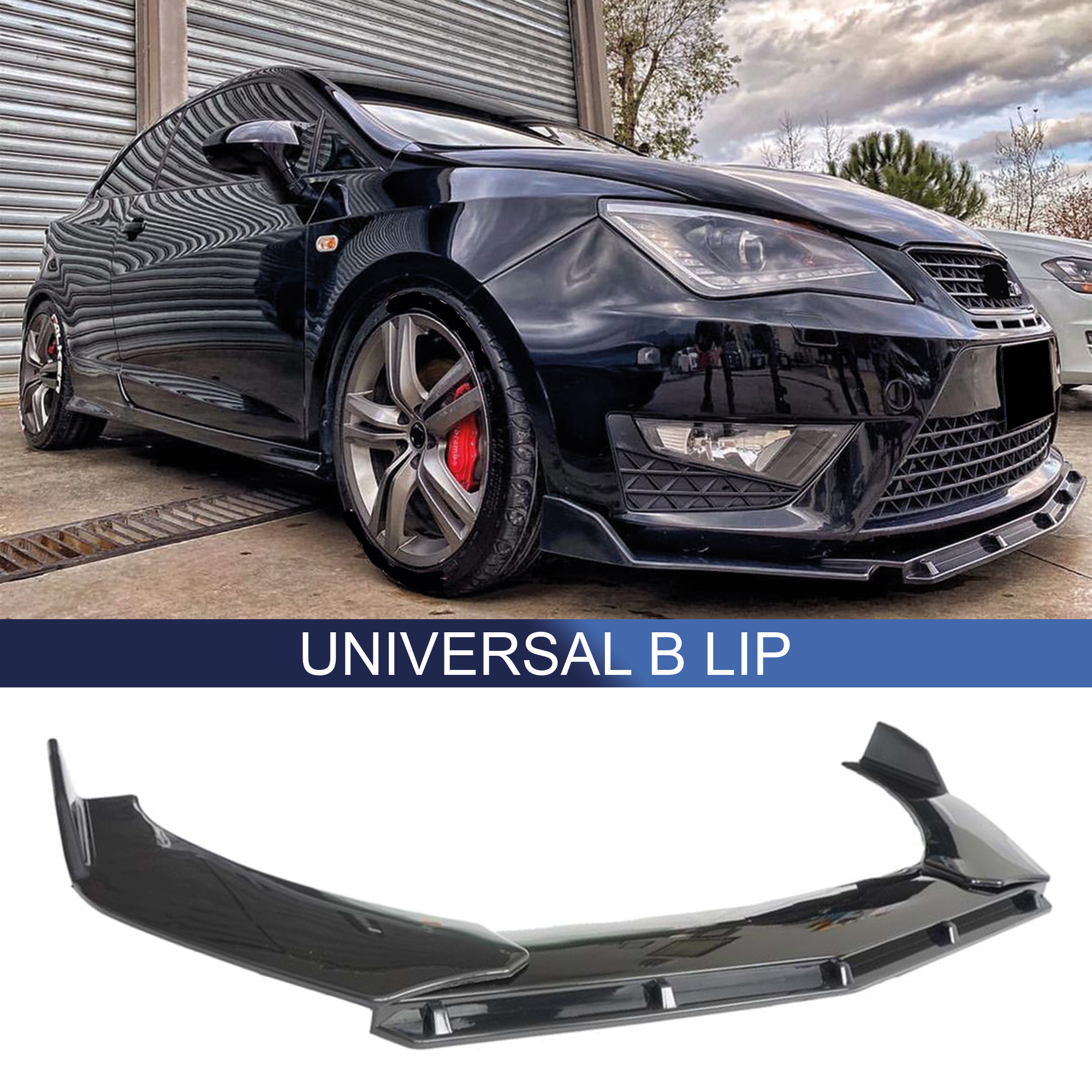 TEMU Front Bumper Lip Splitter Universal 3pcs B Lip Matte Gray All Car Body Kit Body Part Car Tuning Sport Style Body Trim Protector