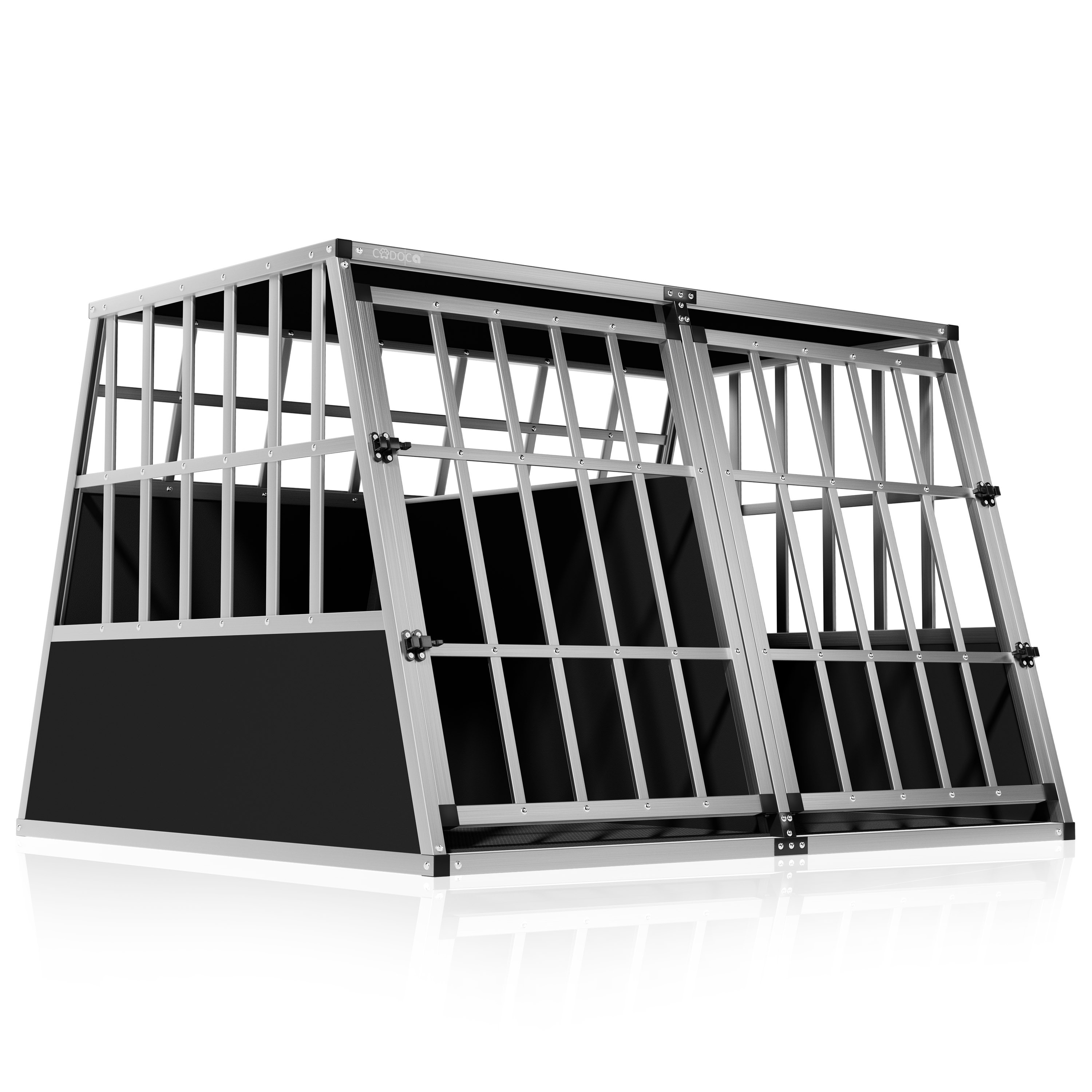 Image of Aluminum Dog Transport Crate, Trunk-mounted, Sturdy, Lockable, Trapezoidal, Travel Box, Car Crate, Pet Transport Box
