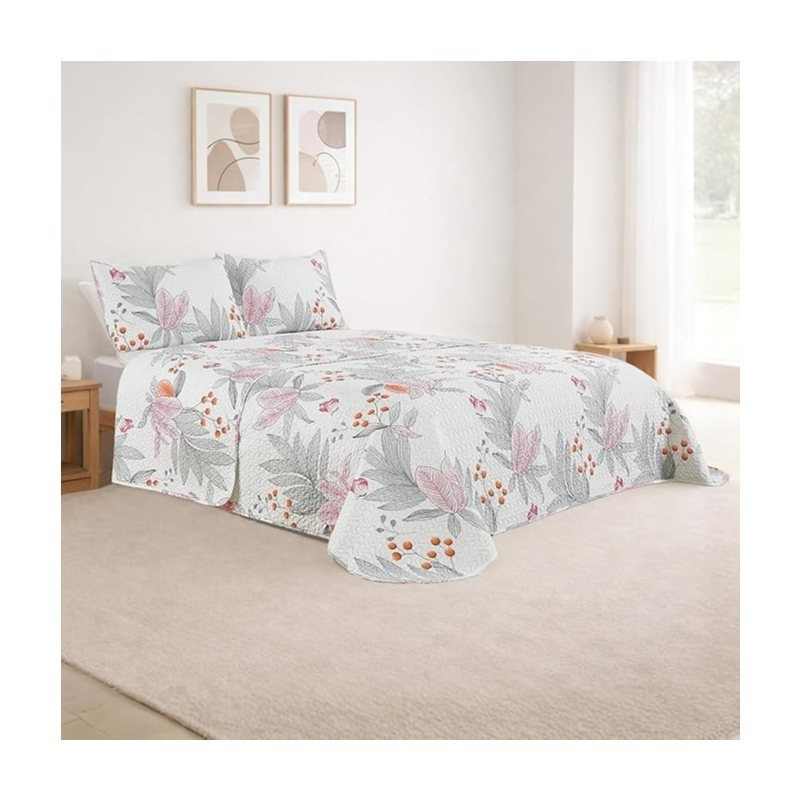 TEMU Colcha Estampada Cama 135/ 150/180cm, Cubre Cama Reversible con 2 Fundas de Cojín, y Verano