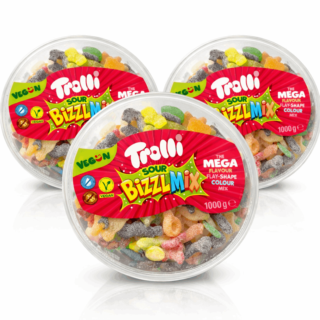 TEMU Trolli Bizzlmix Sour 1000g Vegan Candy, The Mega Flavor Shape Color Mix!! Family Pack For Sharing And Enjoying, Perfect For Party Or Office.