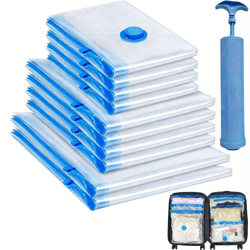 11pcs vacuum compression storage bags set with portable hand pump large medium small hand pump suitable for bedding clothes travel essentials luggage vacuum seal bags thickened material no electricity required