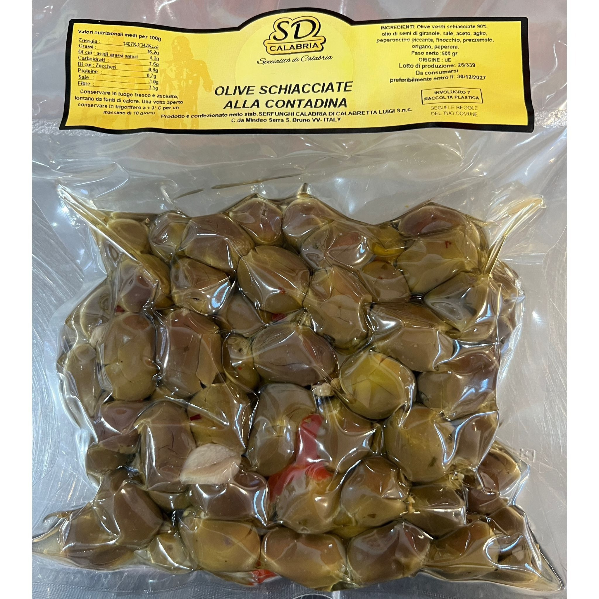 Image of Set Of Artisanal Calabria Olives, 3 Buckets Of 500gr Of Crushed Green Olives With Bone In Country Style