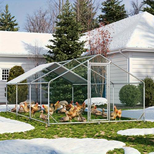 nordivale10x6 7ft 10x13ft large metal chicken coop with winter wrap cover walk in for hens ducks rabbits all weather poultry pen with lock for outdoor andbackyard farm duck rabbit cage poultry pen
