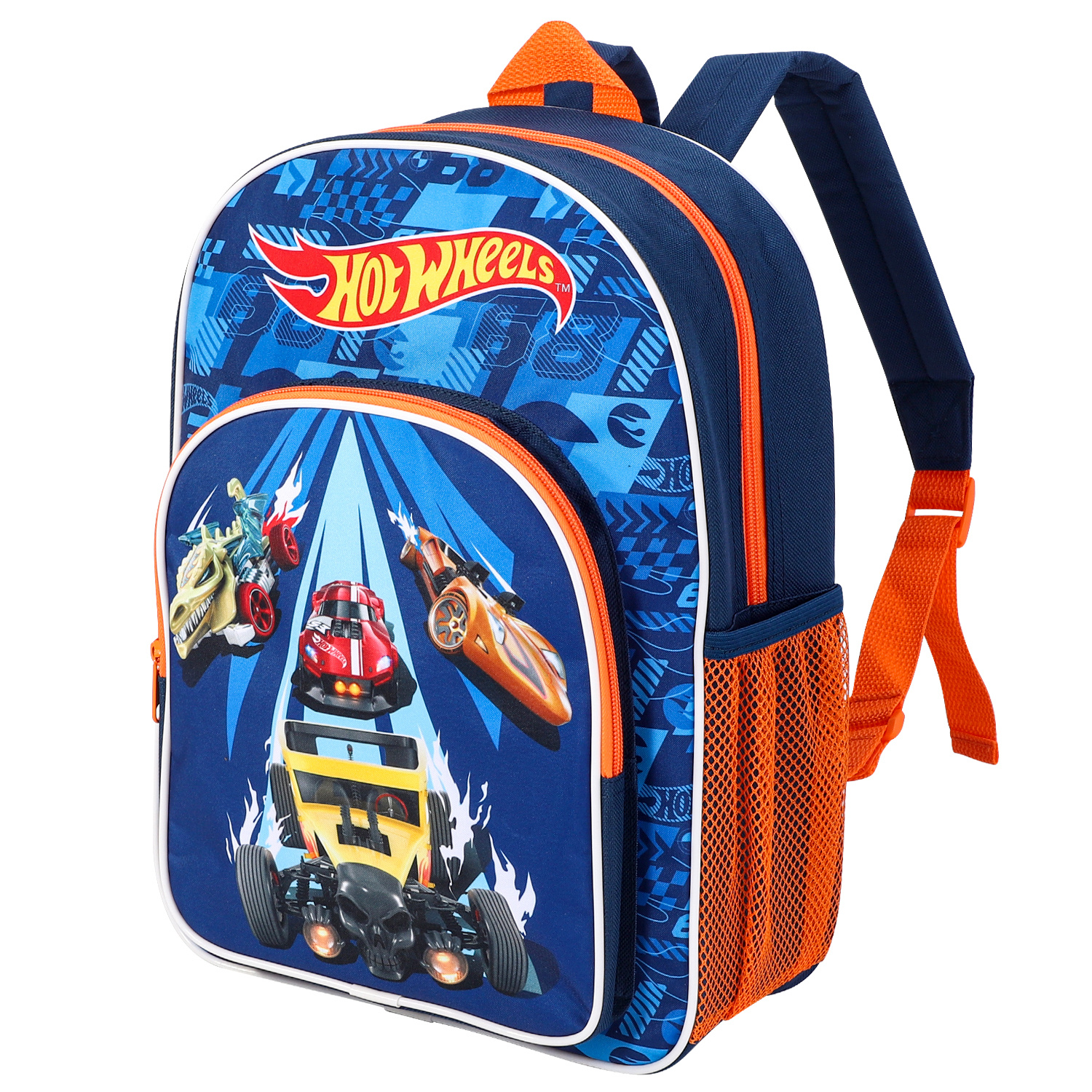 TEMU Hot Wheels Kids Childrens Premium Backpack School Rucksack Travel Bag With Side Mesh Pocket And Front Zipped Pocket