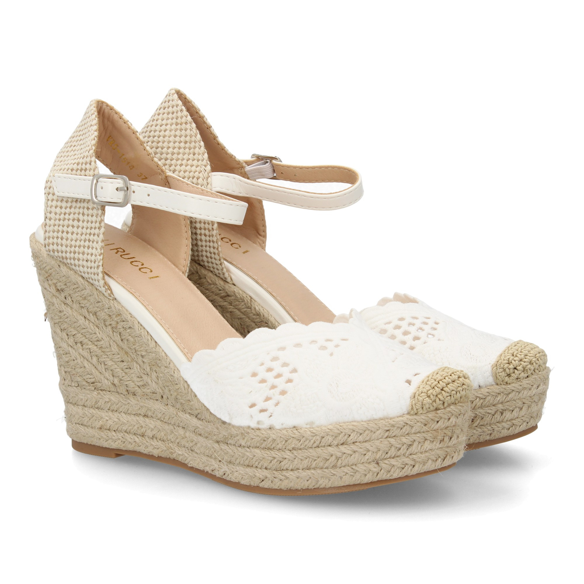 Image of Women's Espadrille With Jute Wedge And Decorative Embroidered Design On The Toe, Traditional Style With Unstitched Closure. Ideal For Women In -summer Season.