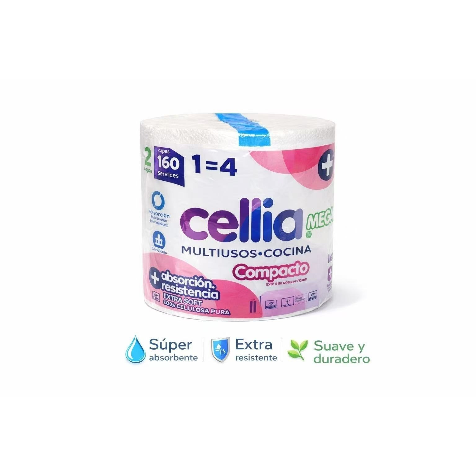 TEMU AOREX Rollo papel cocina multiusos 1 rollo rollos, rollo contiene 160 compacto super resistente absorción resistencia, celulosa