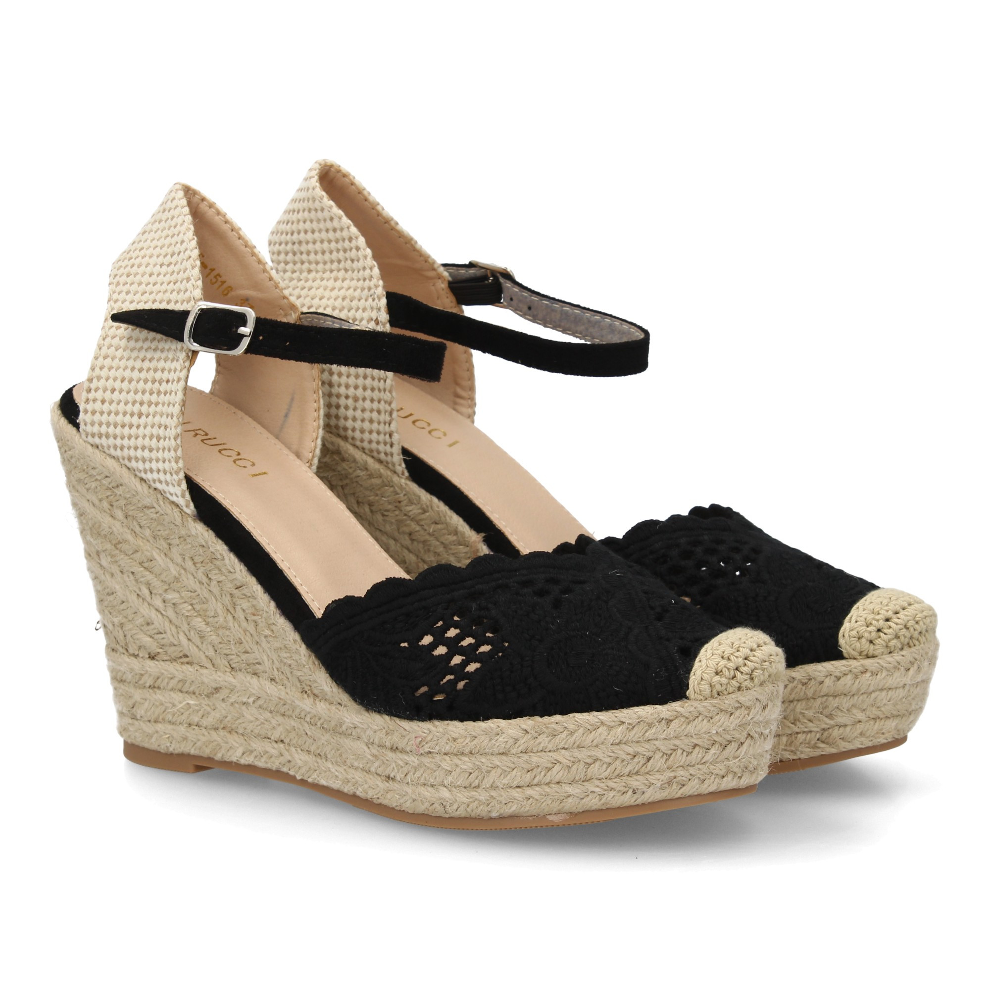 Image of Women's Espadrille With Jute Wedge And Decorative Embroidered Design On The Toe, Traditional Style With Unstitched Closure. Ideal For Women In -summer Season.