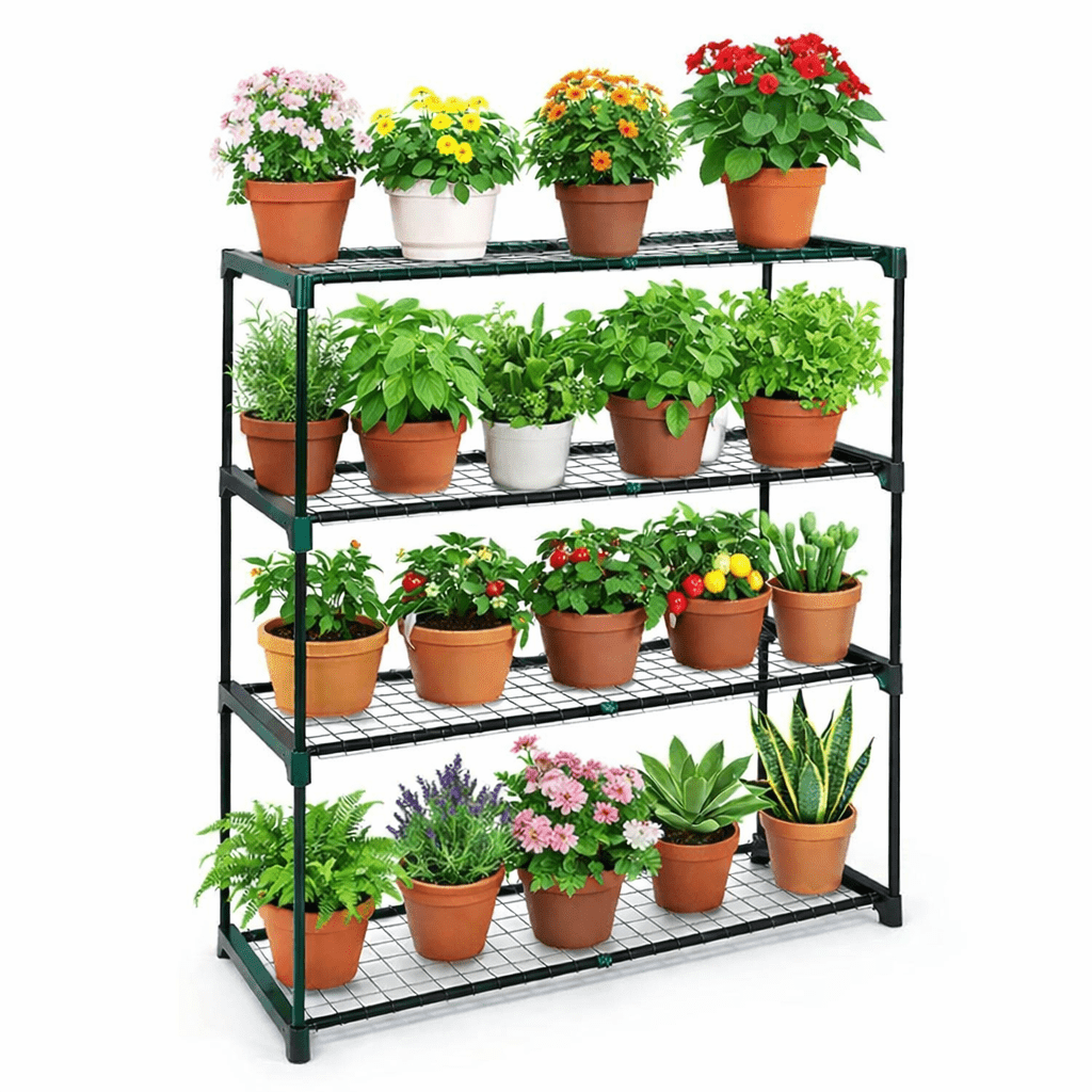 TEMU Parkland 4-tier Greenhouse Staging & Shelving Rack | Free-standing Plant Stand For Gardens & Patios | 90x28x105cm