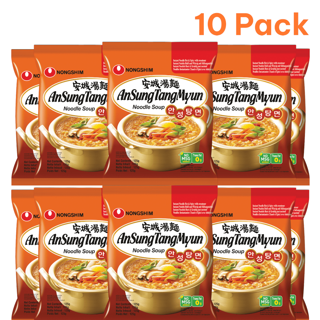 Image of 10-pack Nong Shim Instant Noodles An Sung Hot & Spicy 125g – Korean Ramen Soup – Food For Eating, Meals And Groceries, Spicy Instant Noodles Bulk Pack