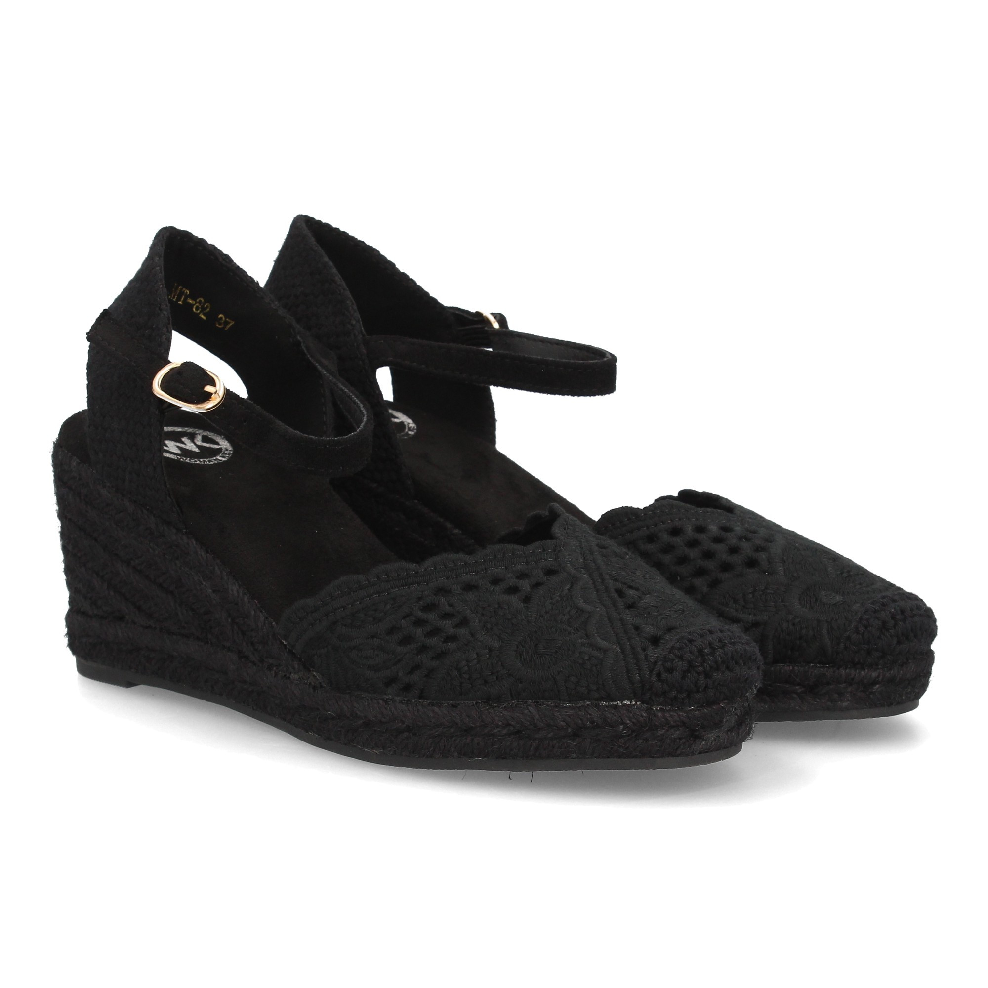 Image of Valencian Sandal Type Espadrille Wedge For Women With Perforated Decoration Design. Ideal For Spring Summer. Closure. Ideal For Daily Use.