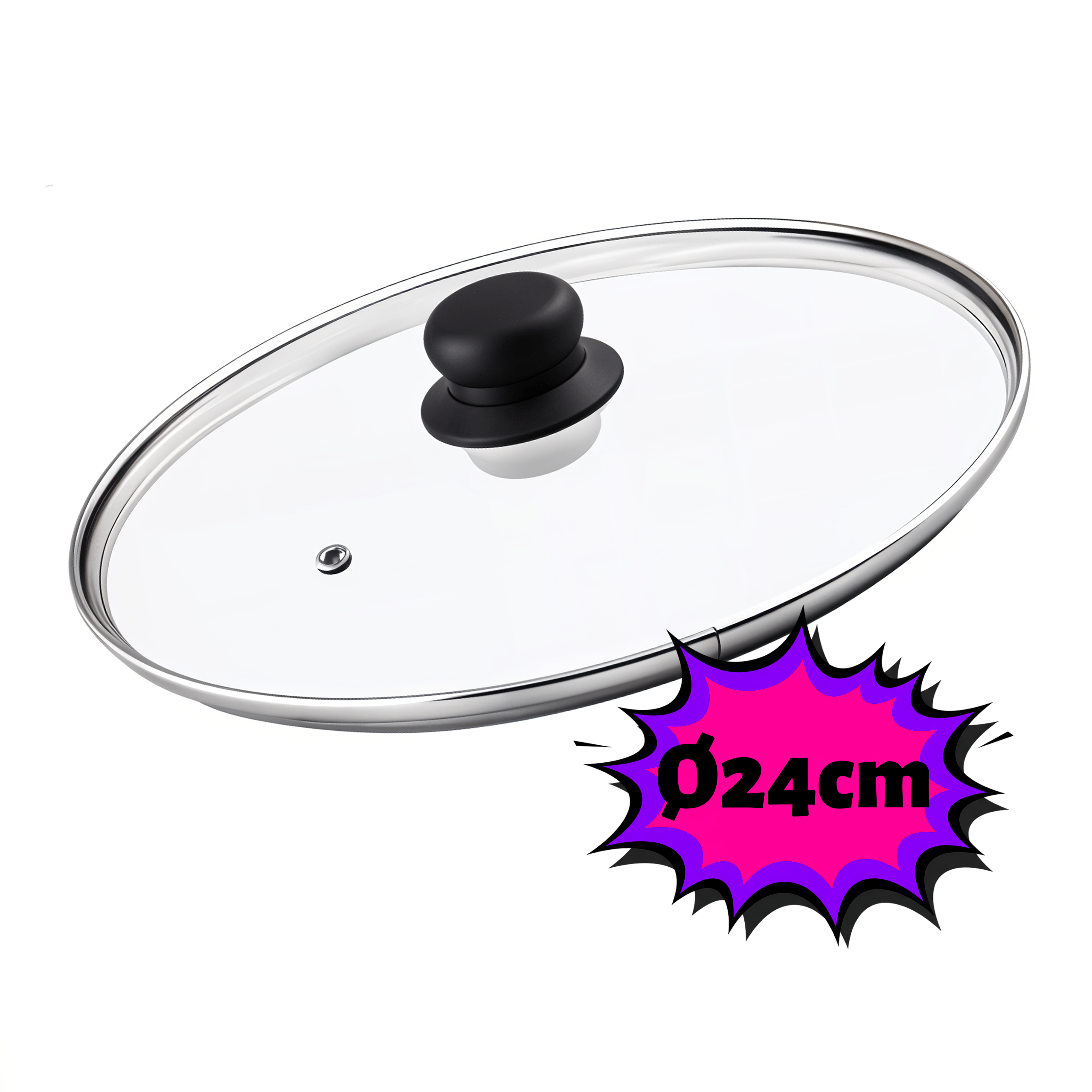E-shop Glasdeckel für Topf, Pfanne, Bratpfanne, verschiedene Durchmesser von 20 bis 30 cm, universeller, hitzebeständiger Deckel mit Dampfventil und