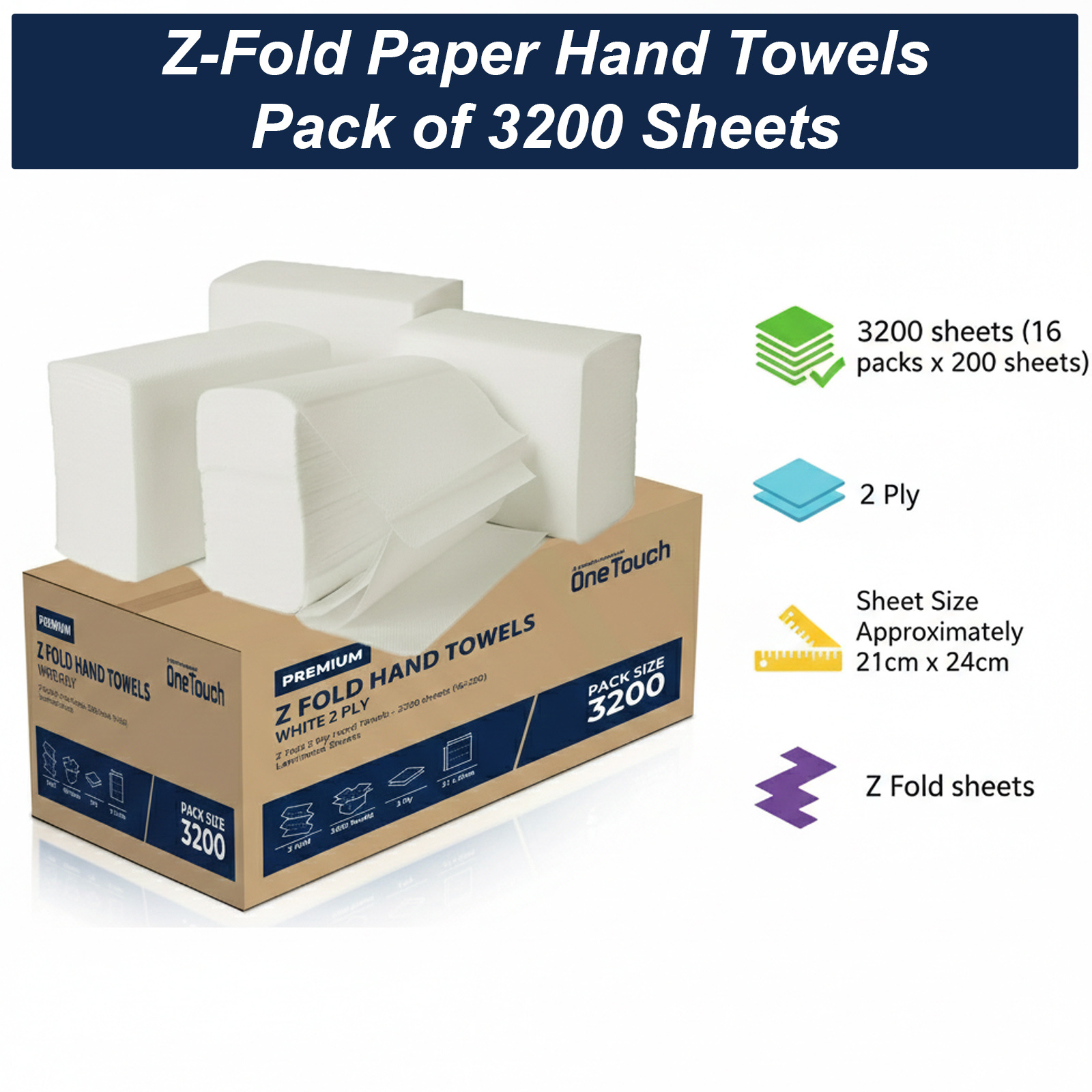 TEMU 3200 2 Ply Paper Hand Towels, Absorbent Tissue Sheets, White Tissue Paper Interfold Bulk Packs Paper Towels For Home, Kitchen, Commercial Use