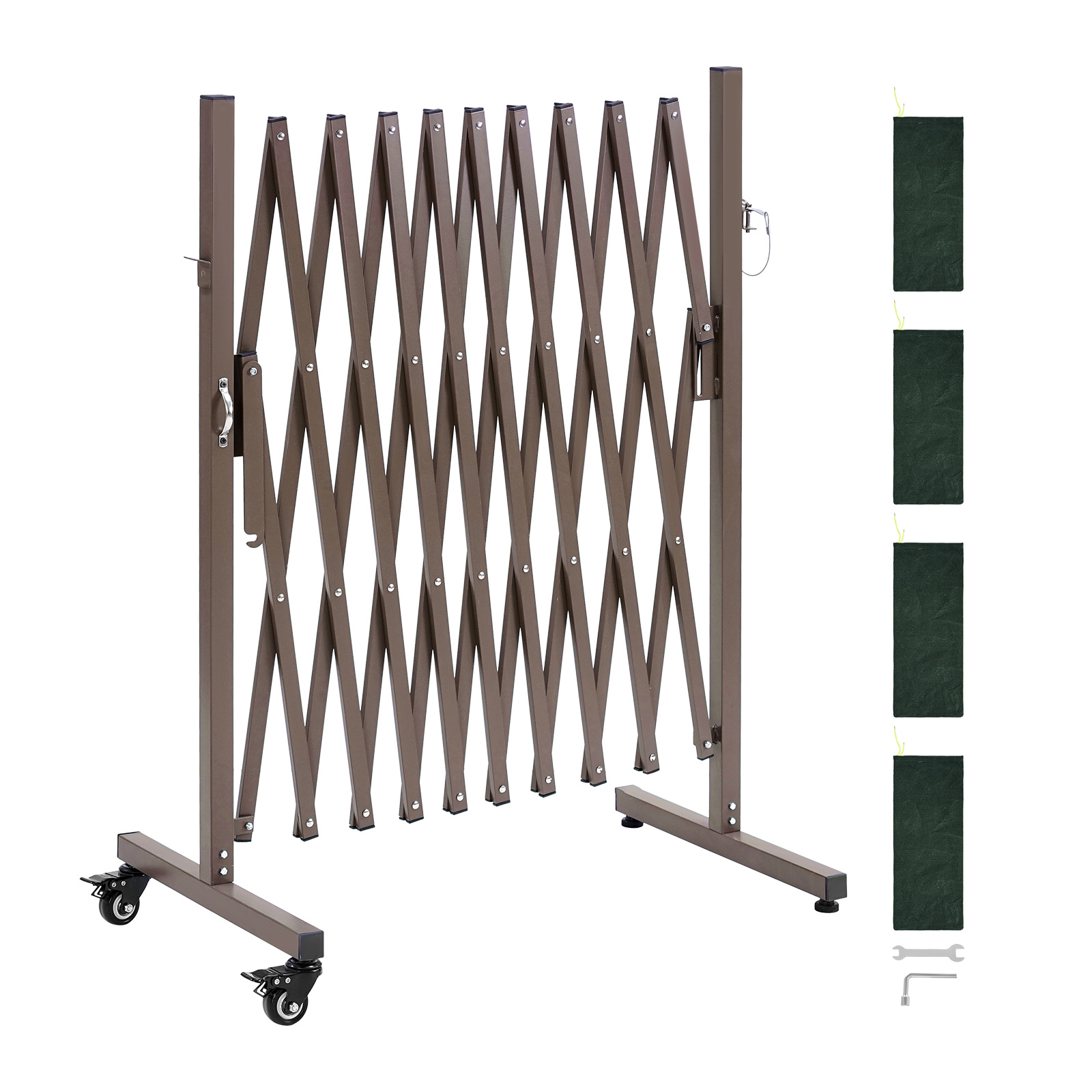 Image of Vevor Expandable , 3.07m Expandable Safety Barrier, Flexible Mobile With Locking Casters, Portable Folding Security Gate Metal Traffic Fence For Patio Garden