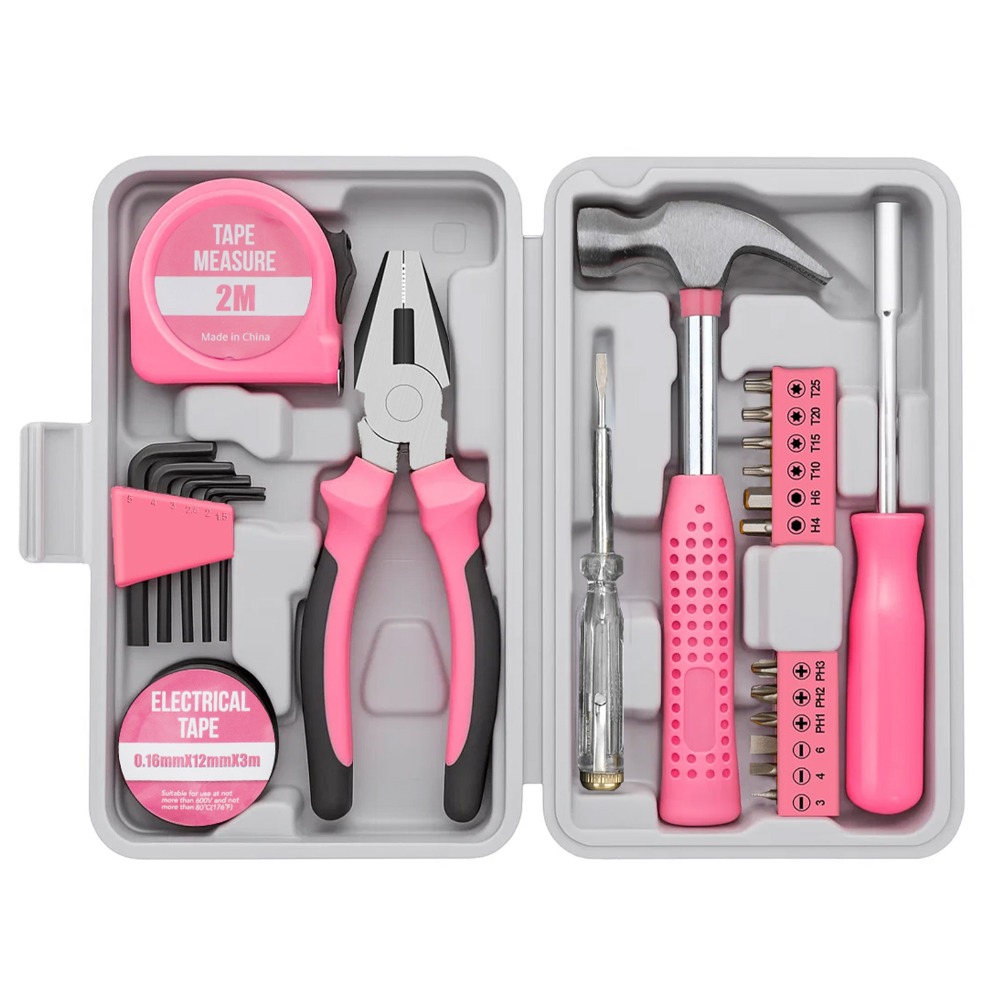 11x hand tool set red household portable diy toolbox with storage box suitable for home repairs and routine maintenance