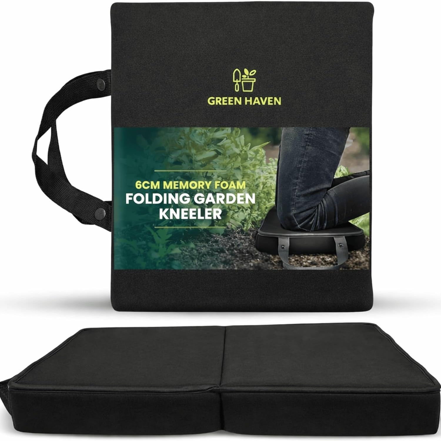 TEMU Green Haven Folding Memory Foam Garden Mat – 7cm Thick Foam Cushion, Lightweight Portable Mat With Handles For Gardening, Cleaning, Floor Work,