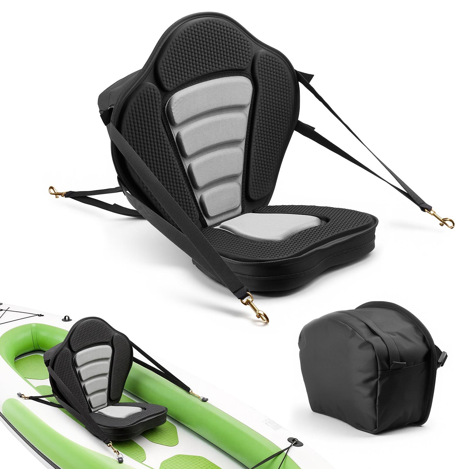 Vevor 1 X Kayak Seat 65 Mm Thick, Padded Seat For Paddleboard, Boat Seat With Backrest & Storage Bag & Adjustable Straps For Sup Canoe Inflatable Kayak