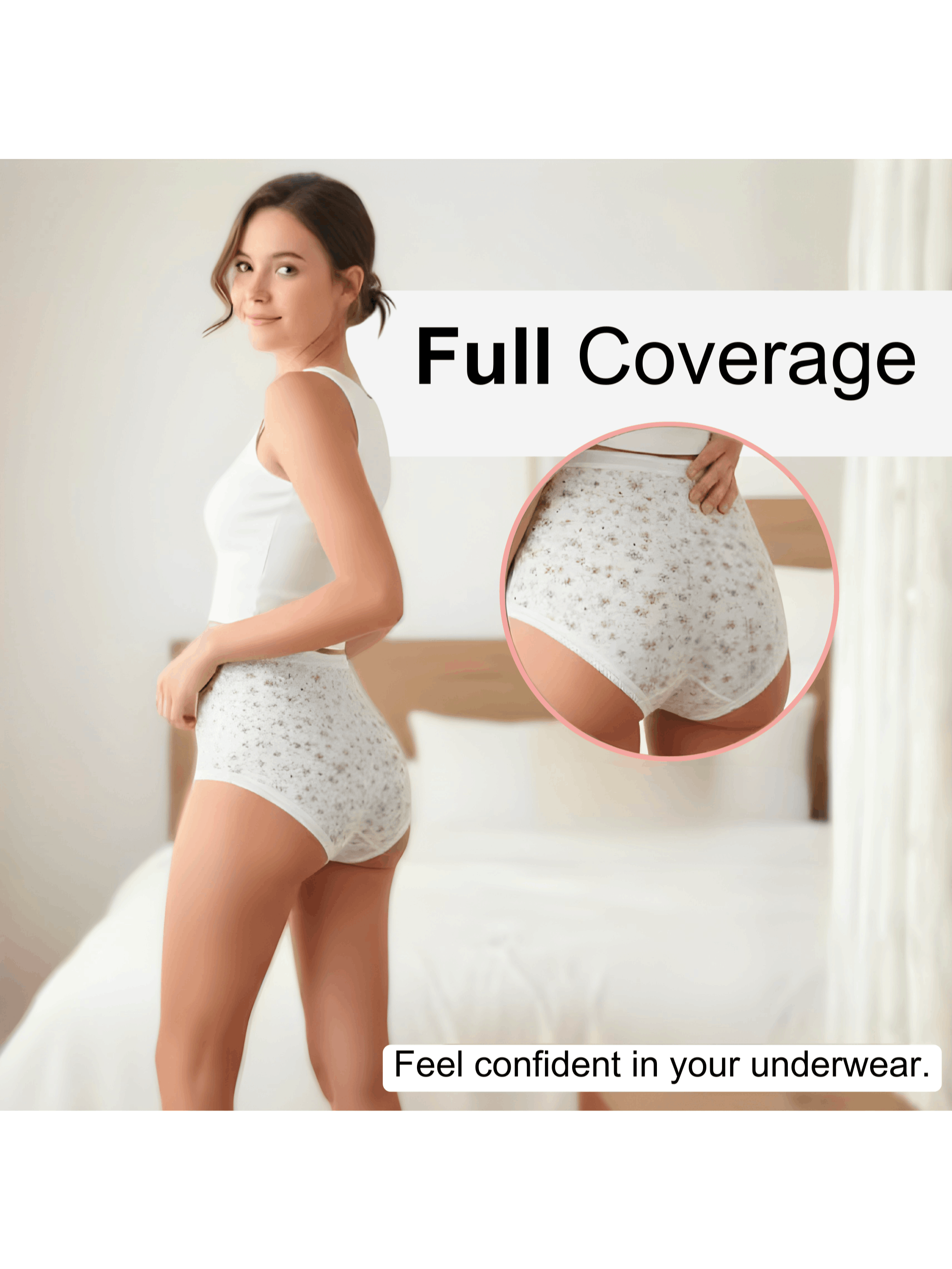 12 Pack Ladies Knickers 100% Cotton - Full Briefs for Women - Womens Knickers In White, Black, Pastel Colours, or Floral Print - Soft, Comfortable, Stretch Womens Underwear with Elastic Waist