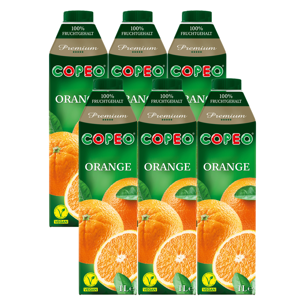 Copeo Premium Orange Juice 100% Fruit Content 1000ml 6-pack