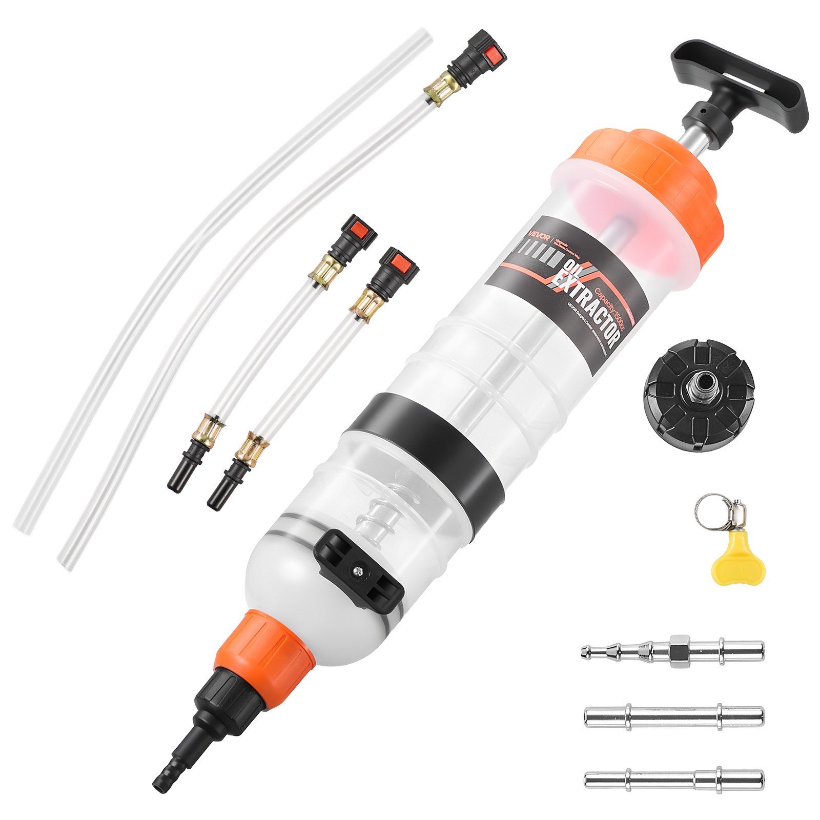 Vevor 1.5 L Fluid Extractor, Manual Automotive Fluid Pump Extractor, Oil Syringe With Long Hose And Extension Tubes Change, Suction Pump For Lawn Mowers Cars Ships Golf Carts Motorcycles