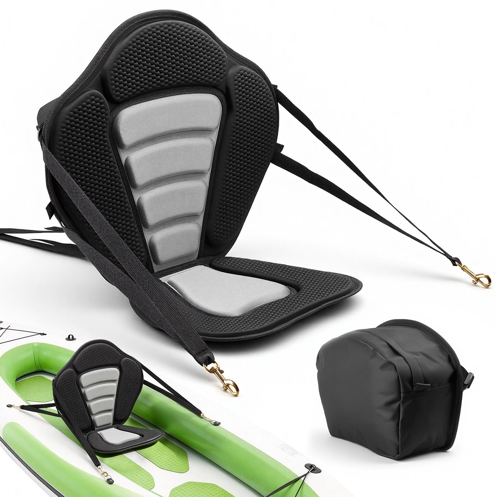 TEMU VEVOR 1 X Asiento de Kayak de 12 mm de grosor, Asiento Acolchado para Paddle-Board de Pie, Asiento de Barco con Respaldo y Bolsa de